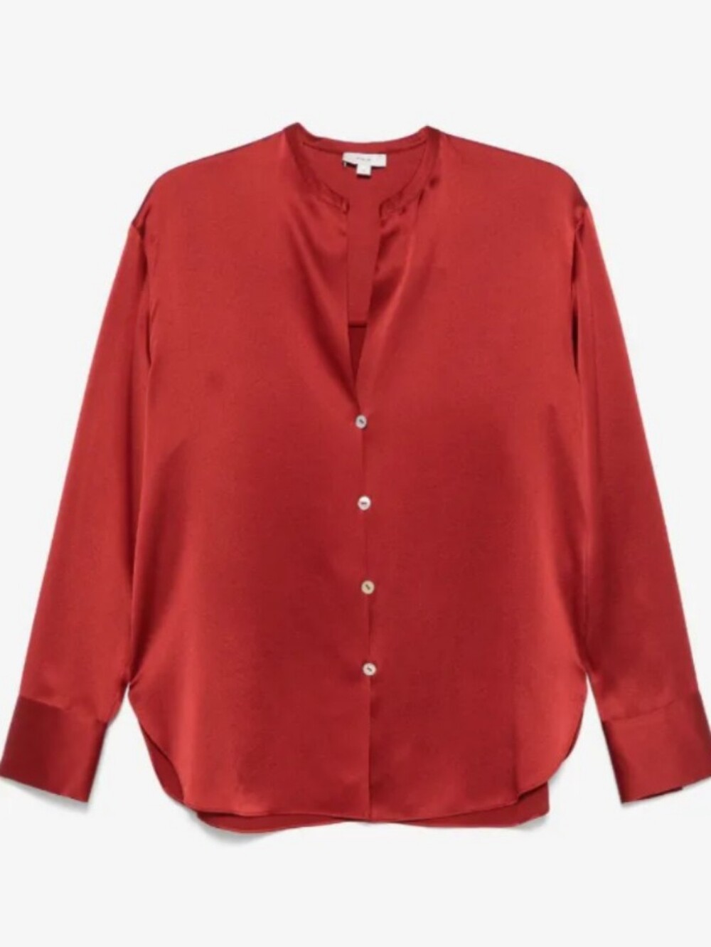Vince Band Collar Silk Blouse